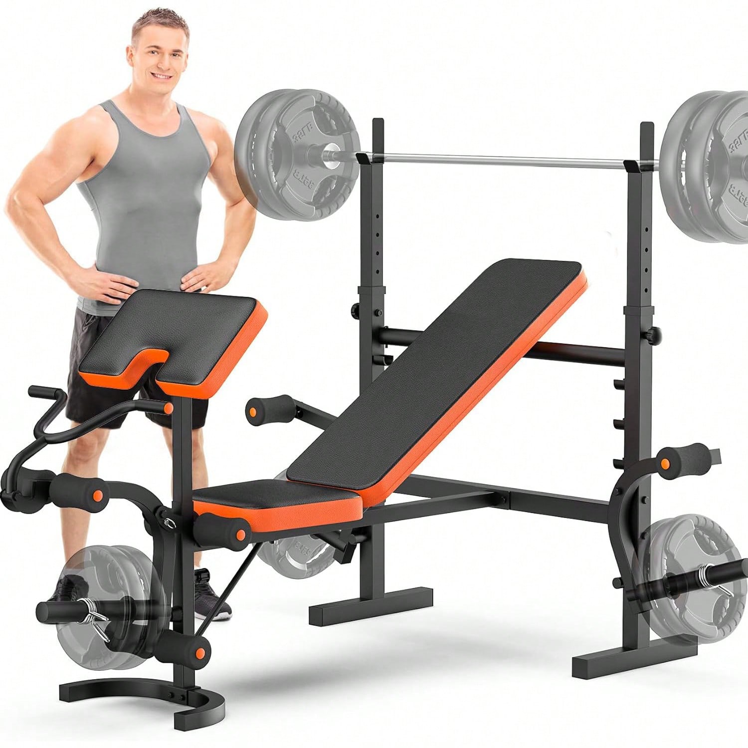 Home Gym With Leg Press - GIKPAL Hantelbank, Hantelbank-Set mit Beinstrecker, 6-in-1